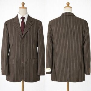 NWT Perry Ellis Brown Pinstripe Single-Breasted Suit Jacket Blazer XL 44 Regular